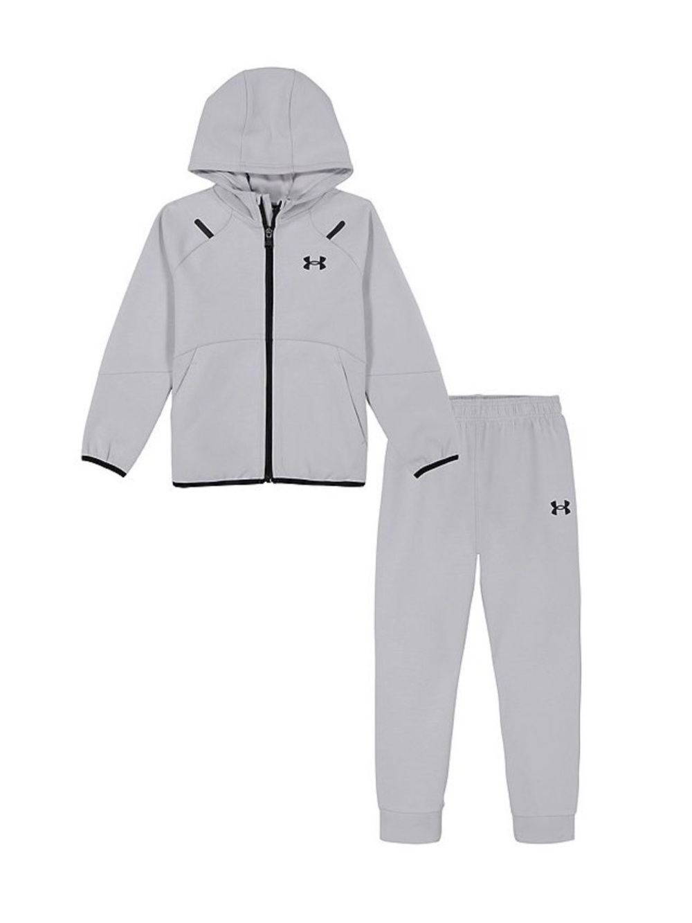 Under Armour Kids 2 Piece Set Hoodie Joggers Gray Black 7 Activewear Tracksuit